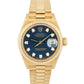 Ladies Rolex DateJust President 26mm BLUE DIAMOND 18K Yellow Gold Watch 69178
