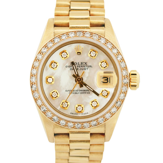 Ladies Rolex DateJust President 26mm MOTHER OF PEARL DIAMOND 18K Gold 6917
