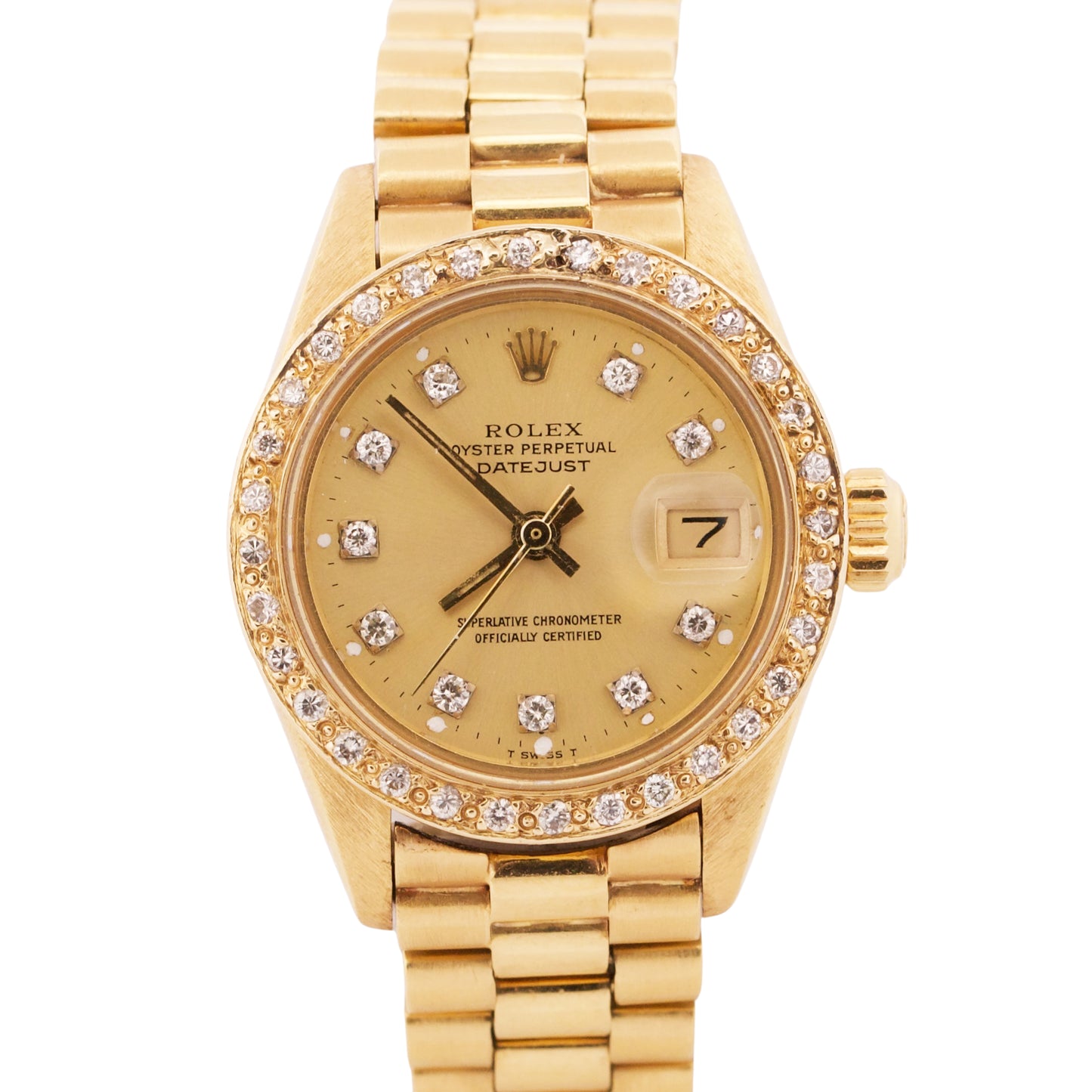 VINTAGE 1984 Ladies Rolex DateJust PRESIDENT 26mm CHAMPAGNE DIAMOND 18K 6917