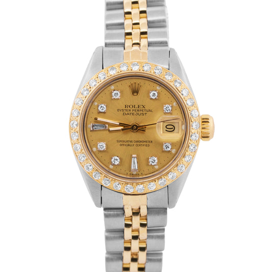 1979 Ladies Rolex DateJust 26mm CHAMPAGNE DIAMOND 18K Gold Steel JUBILEE 6917