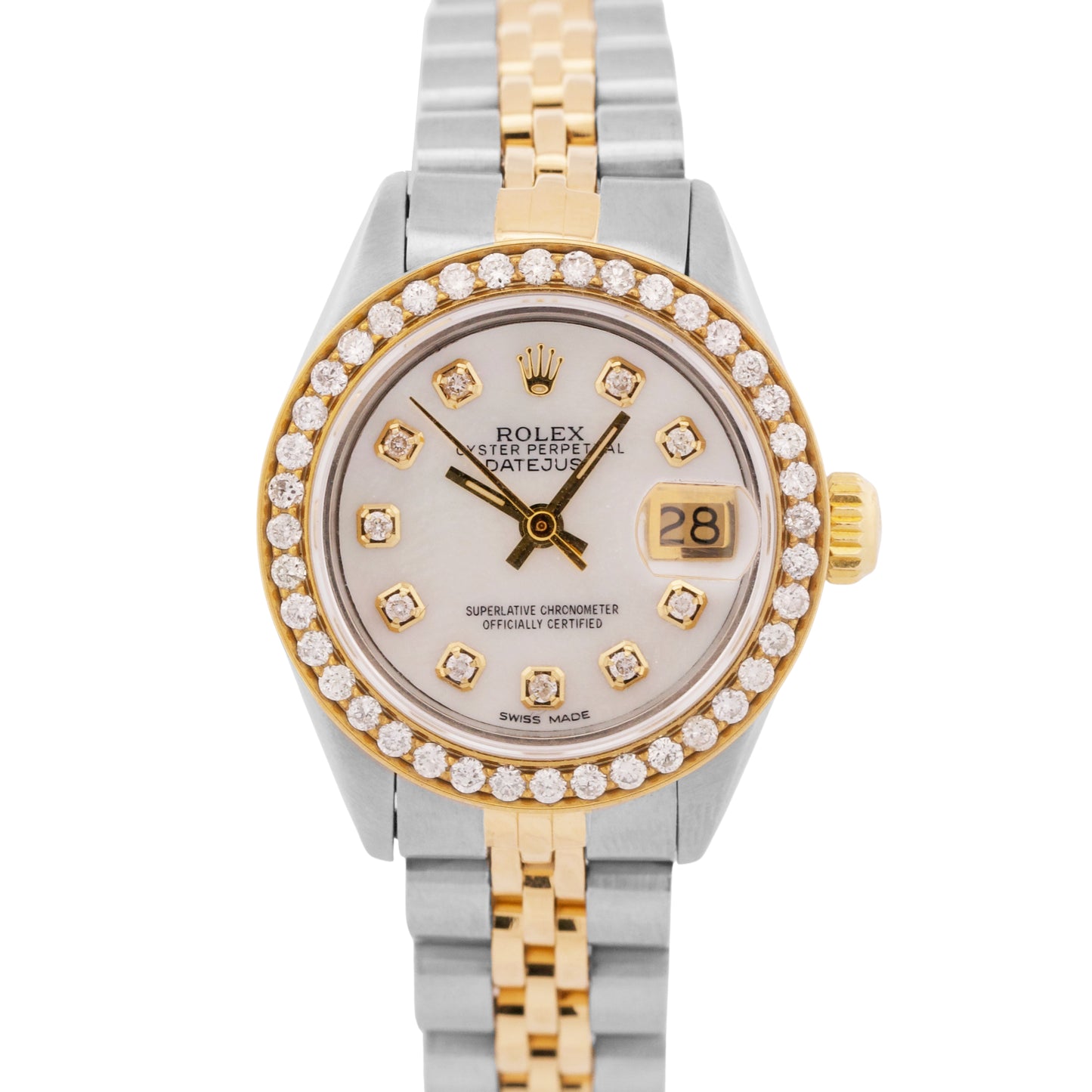 VINTAGE Rolex DateJust 26mm MOP DIAMOND 18K Yellow Gold Steel JUBILEE 6917