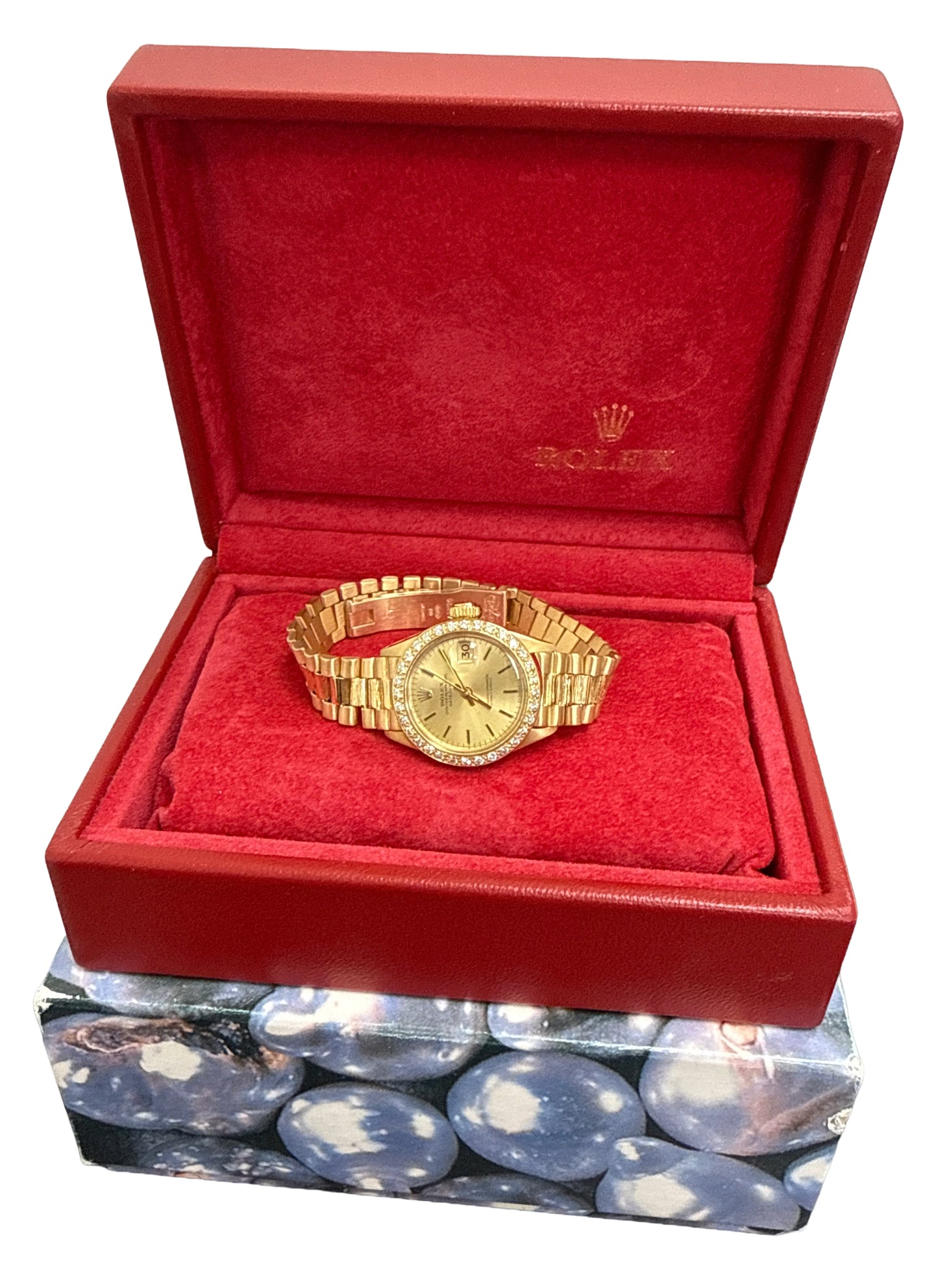 Rolex DateJust President 26mm CHAMPAGNE DIAMOND 18K Yellow Gold BARK 6917 BOX