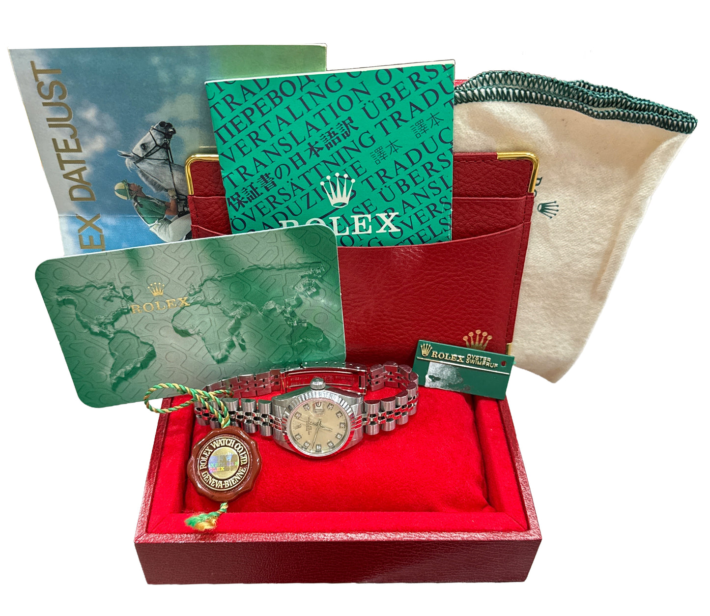 Ladies Rolex DateJust 26mm SILVER DIAMOND 18K Gold Stainless Fluted 6917 BOX