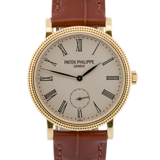 Patek Philippe Calatrava 7119J Hobnail 18K Yellow Gold Roman Leather 31mm Watch