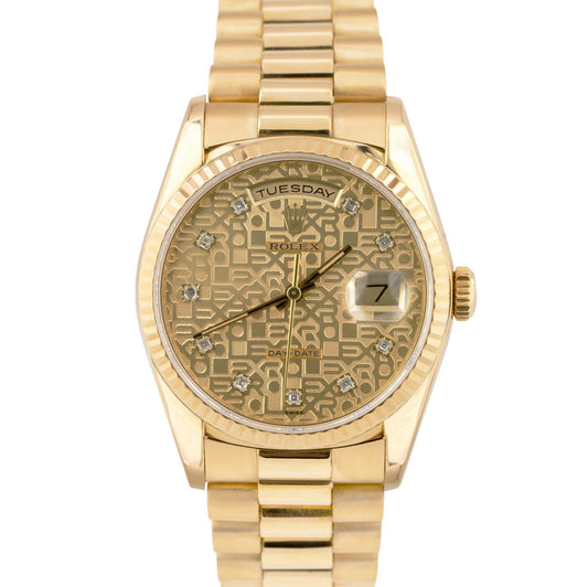 Rolex Day-Date President PAPERS 36mm Diamond Jubilee 18K Gold Watch 18238 B+P