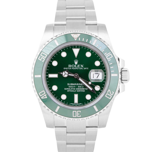 MINT Rolex Submariner Date HULK Green Ceramic Stainless 40mm Watch 116610 LV BOX