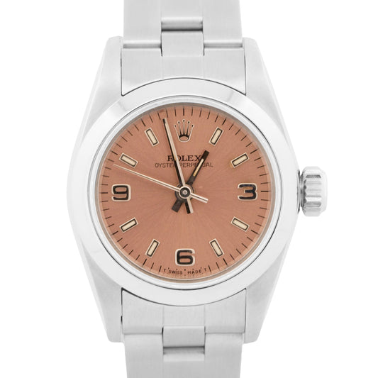 1991 Rolex Oyster Perpetual 24mm PINK 3-6-9 Stainless Steel Oyster Smooth 76080