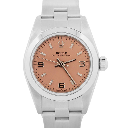 1999 Rolex Oyster Perpetual 24mm PINK 3-6-9 Steel NO-HOLES Oyster Smooth 76080