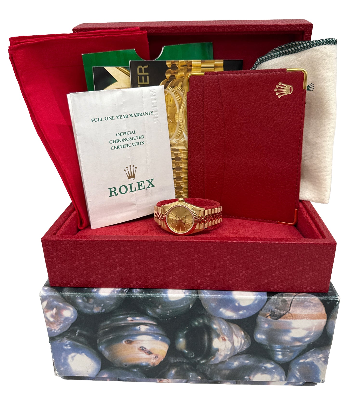 2000 PAPERS Rolex Oyster Perpetual 24mm CHAMPAGNE 18K Gold JUBILEE 76198 BOX
