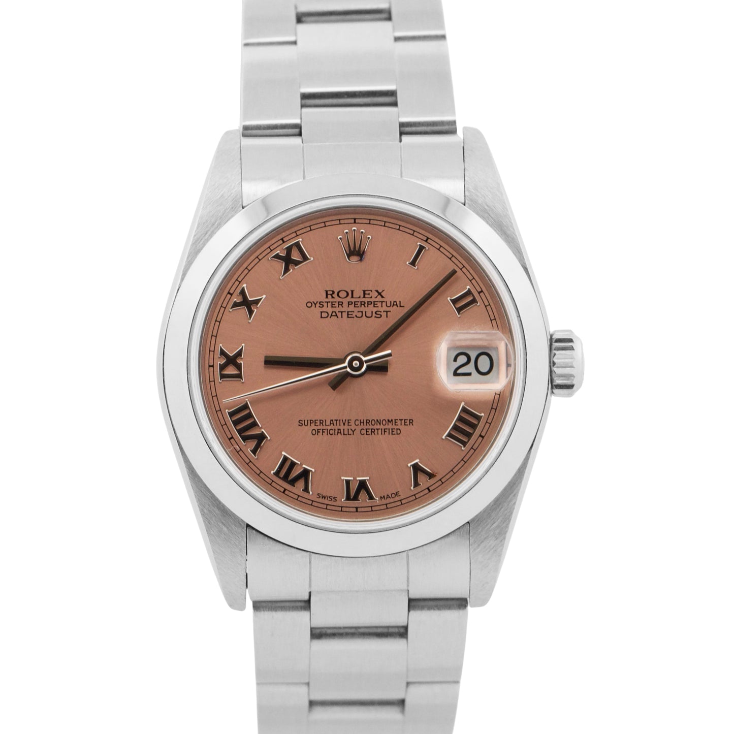 UNPOLISHED PAPERS Ladies Rolex DateJust SALMON ROMAN 31mm Steel Oyster 78240 BOX