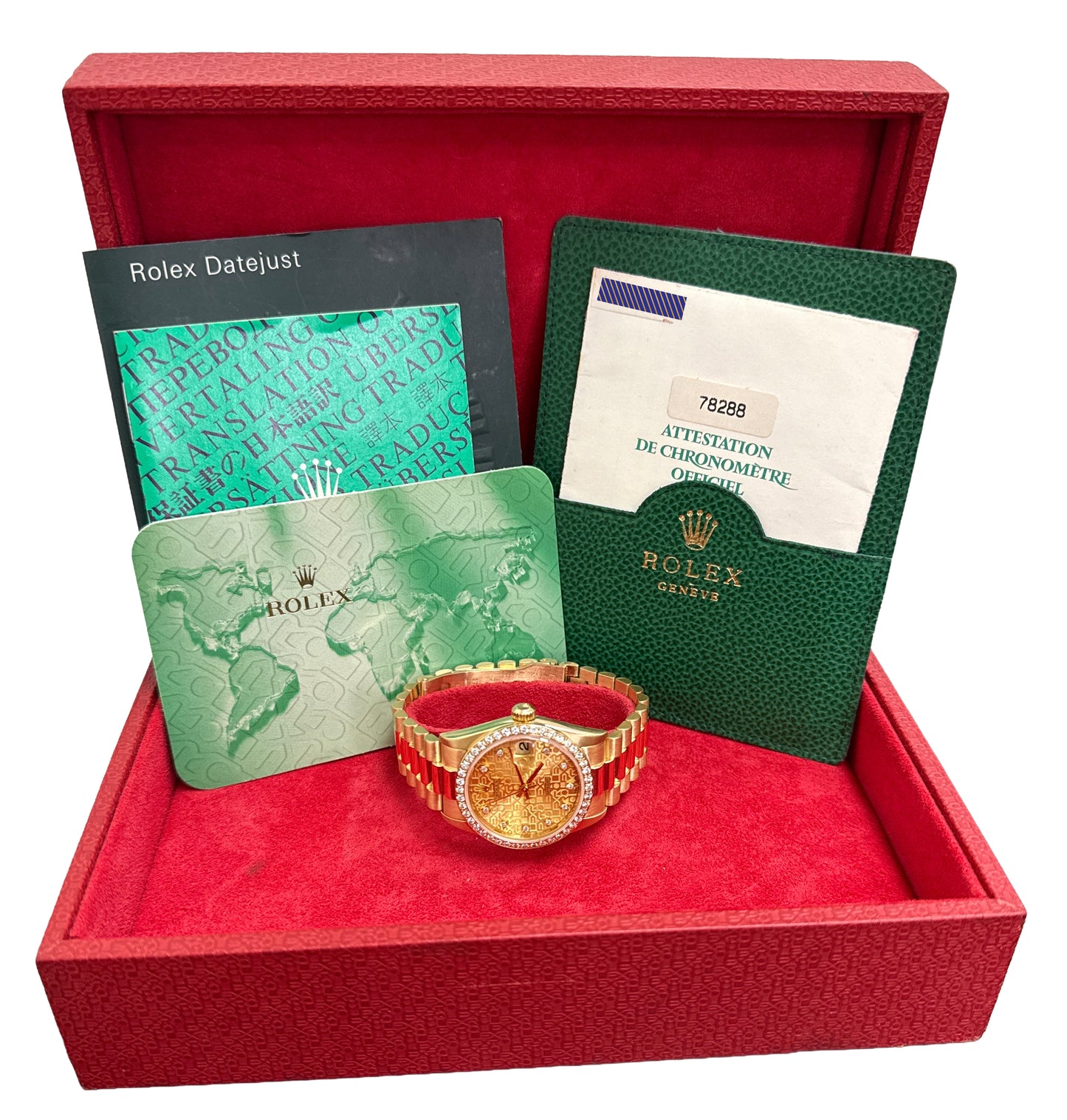 PAPERS Rolex DateJust President 31mm CHAMPAGNE JUBILEE DIAMOND 18K 78288 BOX