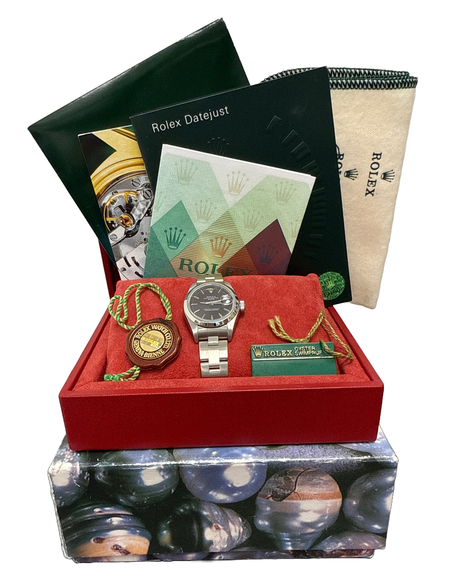 MINT PAPERS Ladies Rolex Oyster Perpetual Date 26mm BLACK Stainless 79160 BOX