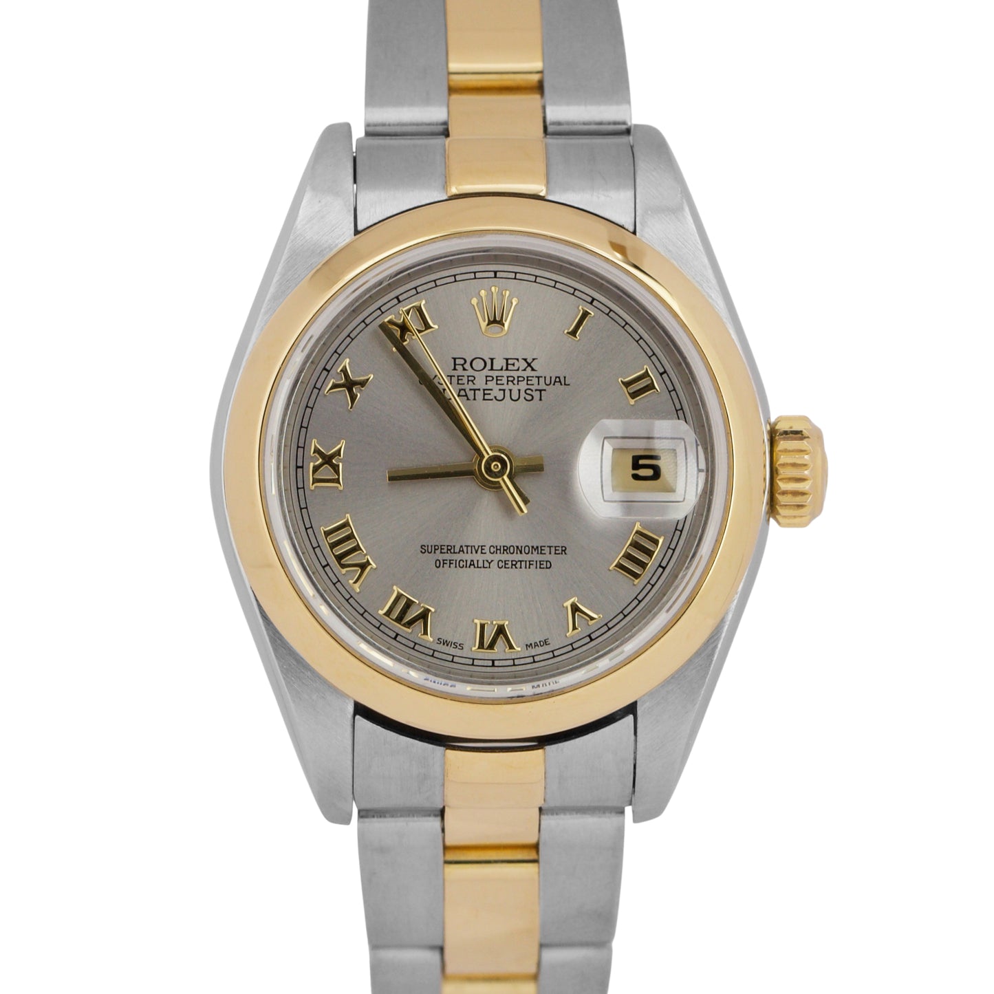 PAPERS Ladies Rolex DateJust Two-Tone 18K Gold Steel SLATE ROMAN 26mm 79163 BOX