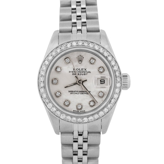 Ladies Rolex DateJust 79174 Mother of Pearl Diamond Steel Jubilee 26mm 18K Watch