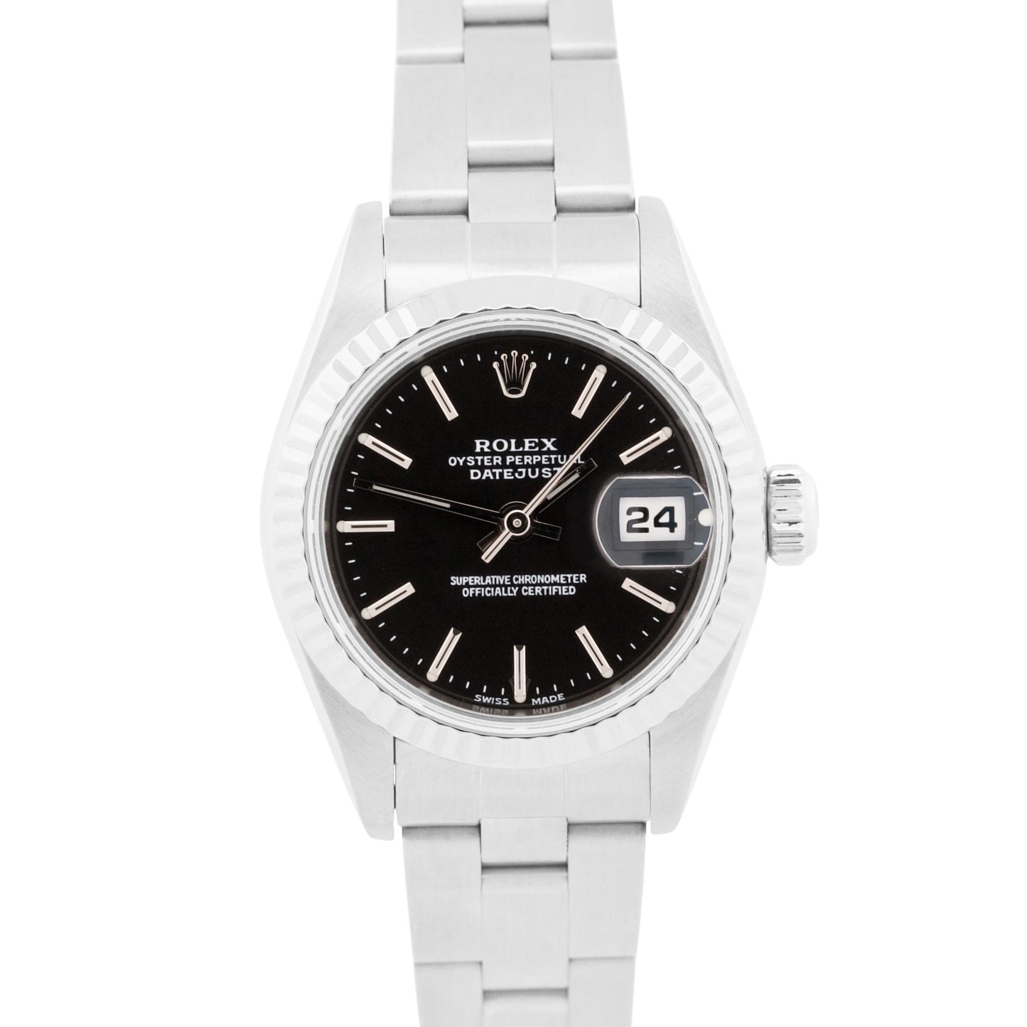 2025 CPO PAPERS Rolex DateJust 26mm BLACK Stainless Steel 18K OYSTER 79174 BOX