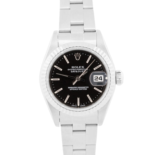 2025 CPO PAPERS Rolex DateJust 26mm BLACK Stainless Steel 18K OYSTER 79174 BOX