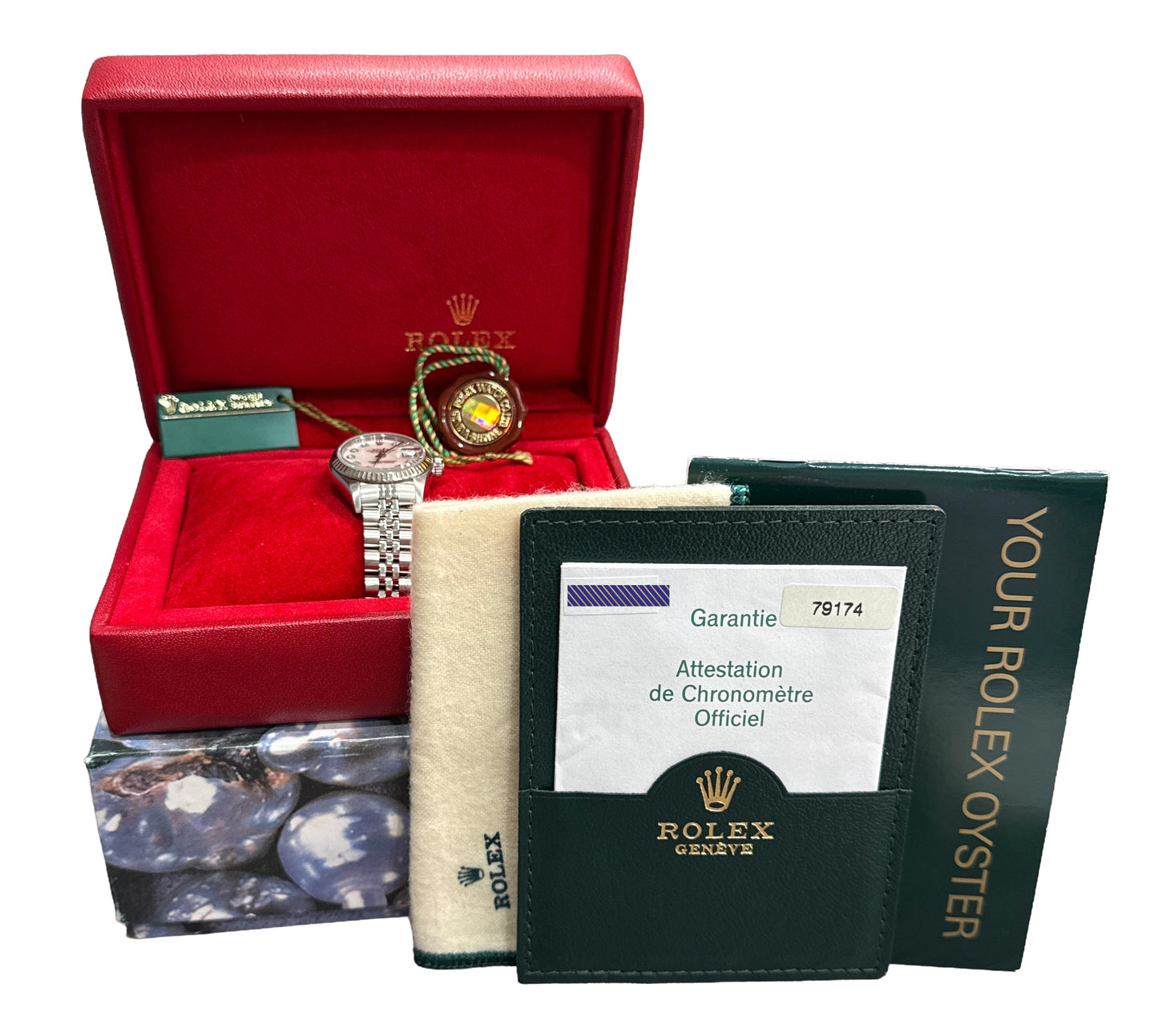 2003 PAPERS Rolex DateJust 26mm MOP DIAMOND Steel 18K Gold JUBILEE 79174 BOX