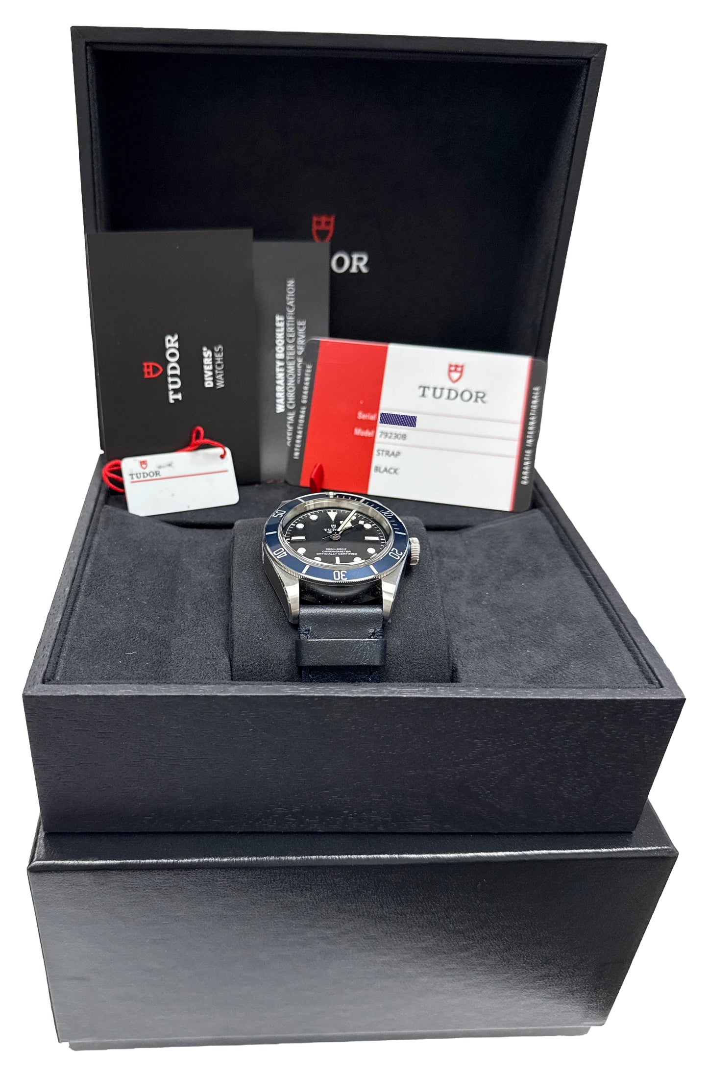 STICKERED 2020 PAPERS Tudor Black Bay BLUE Stainless Leather 41mm 79230B BOX