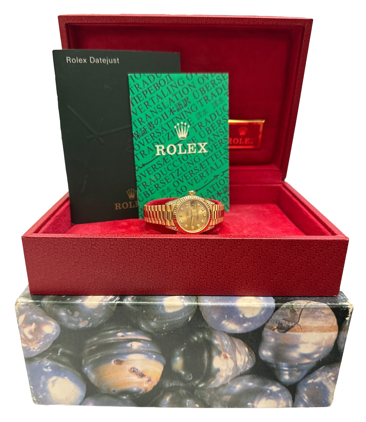 Ladies Rolex DateJust President 26mm FACTORY CHAMPAGNE DIAMOND 18K 79238 BOX