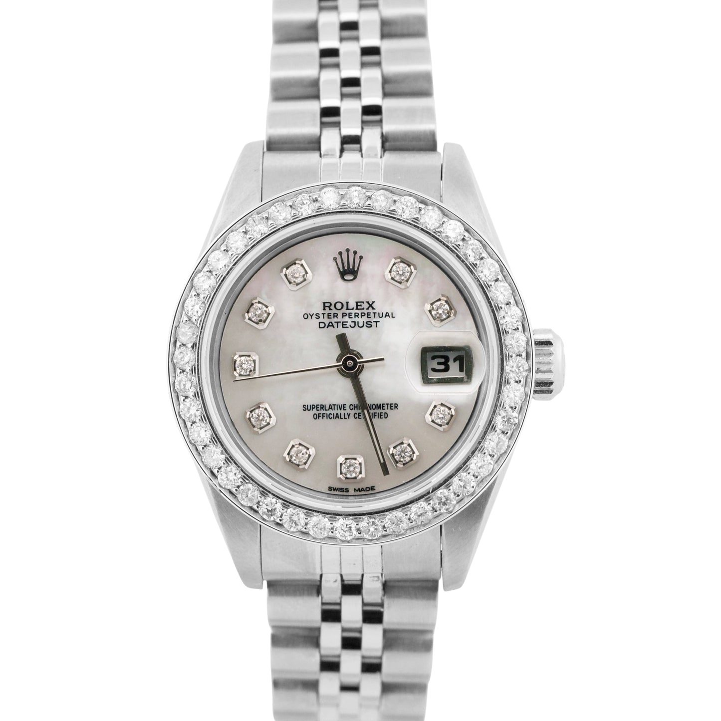 PAPERS Ladies Rolex DateJust MOTHER OF PEARL DIAMOND 26mm MOP 79240 Steel BOX