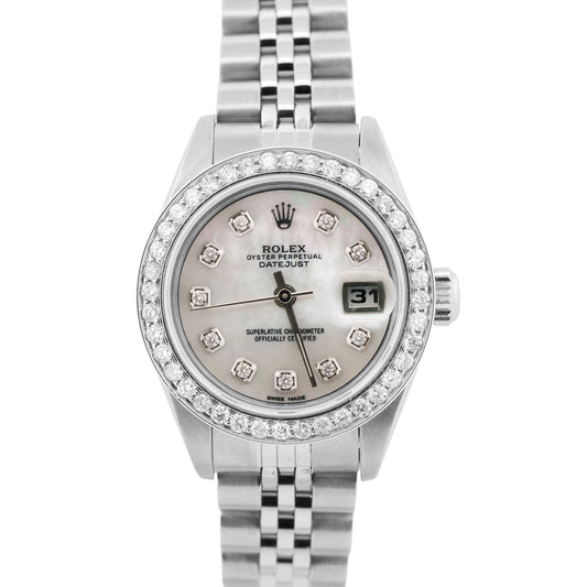 PAPERS Ladies Rolex DateJust MOTHER OF PEARL DIAMOND 26mm MOP 79240 Steel BOX