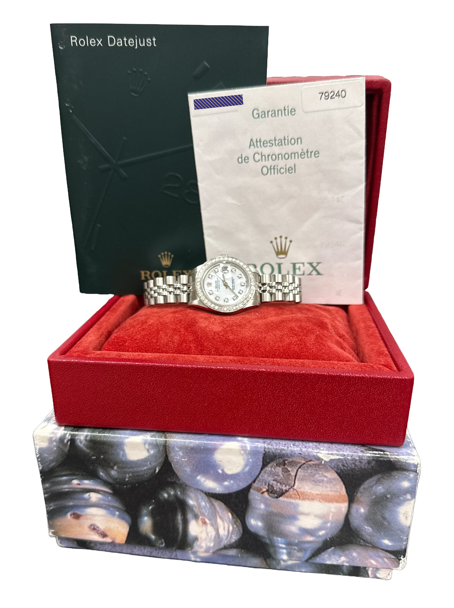PAPERS Ladies Rolex DateJust MOTHER OF PEARL DIAMOND 26mm MOP 79240 Steel BOX