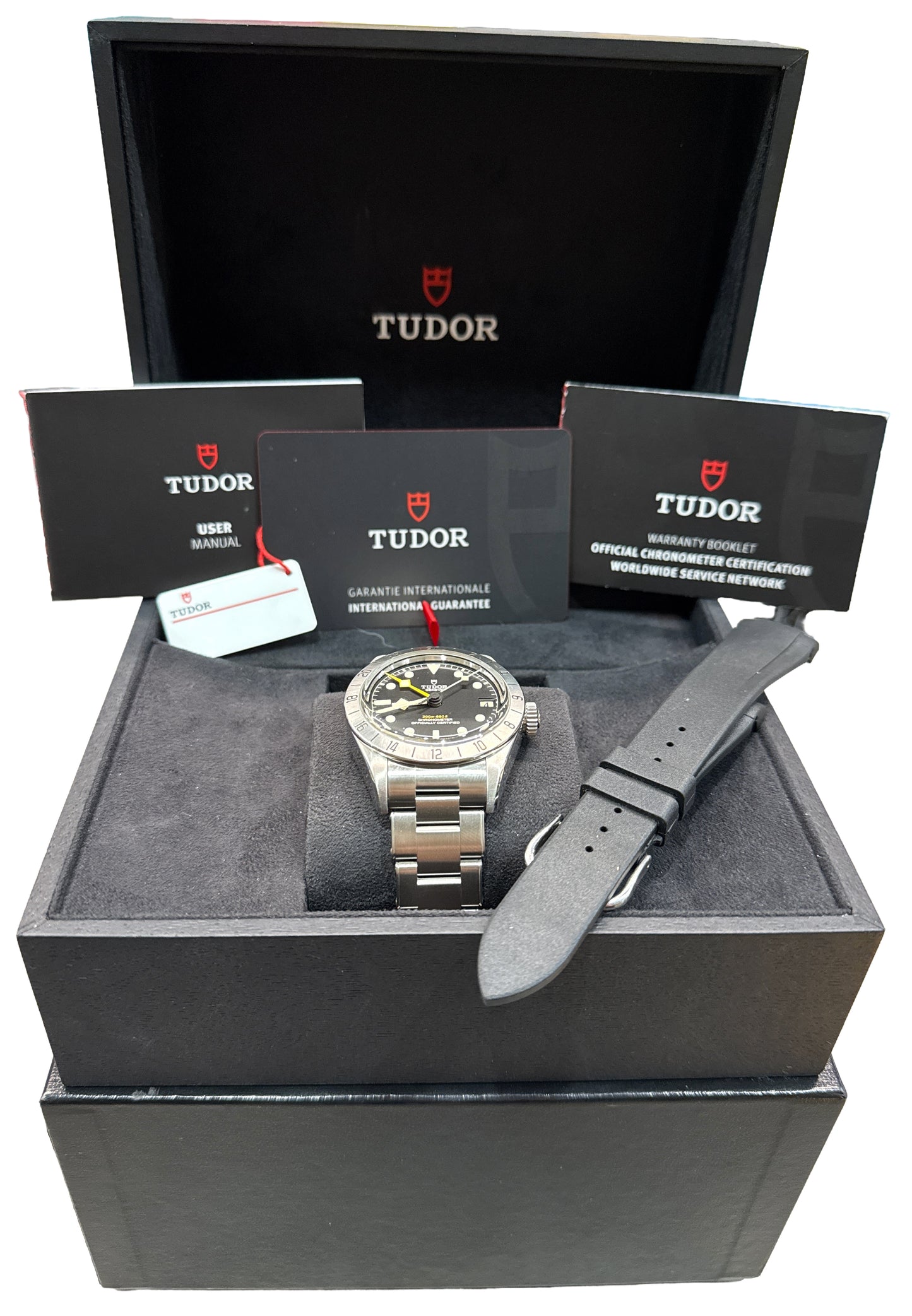 2023 PAPERS Tudor Black Bay Pro 39mm GMT Stainless Steel Rubber 79470 Watch BOX