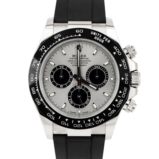 MINT 2022 Rolex Daytona 18K White Gold Ghost Silver Oysterflex Watch 116519 LN