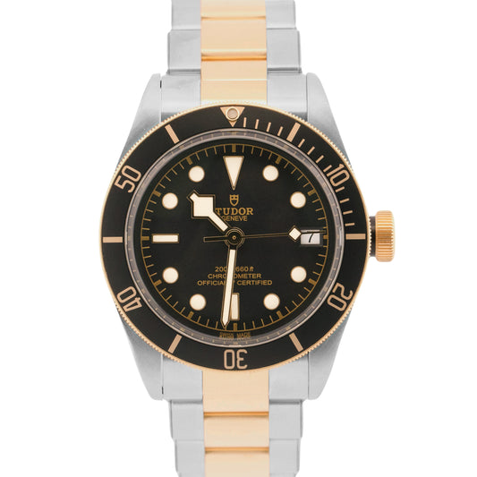 2023 PAPERS Tudor Black Bay Heritage Two-Tone Gold Black 41mm Watch 79733N BOX