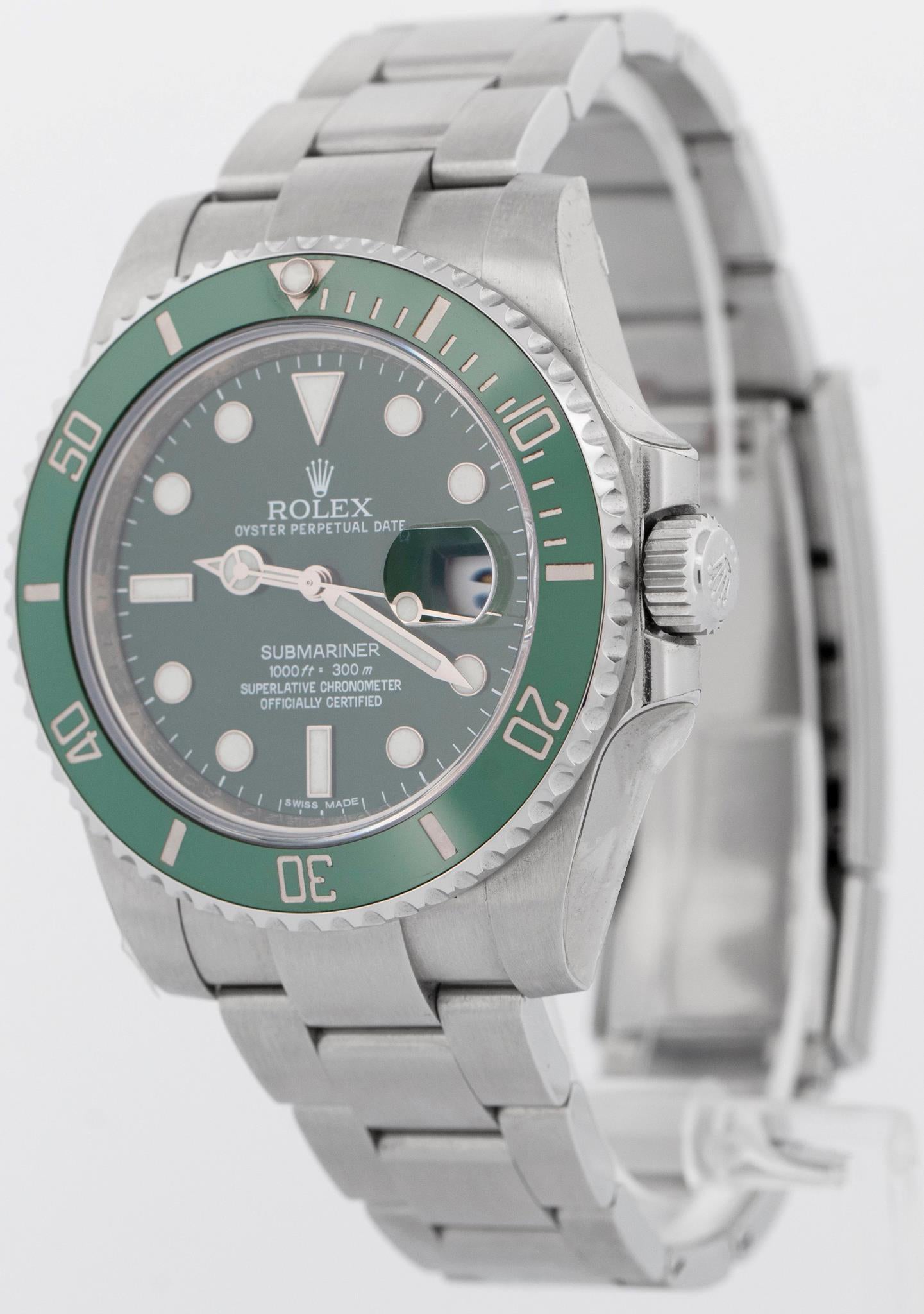 PAPERS NEW OLD STOCK STICKERED Rolex Submariner Date HULK Green 116610 LV BOX