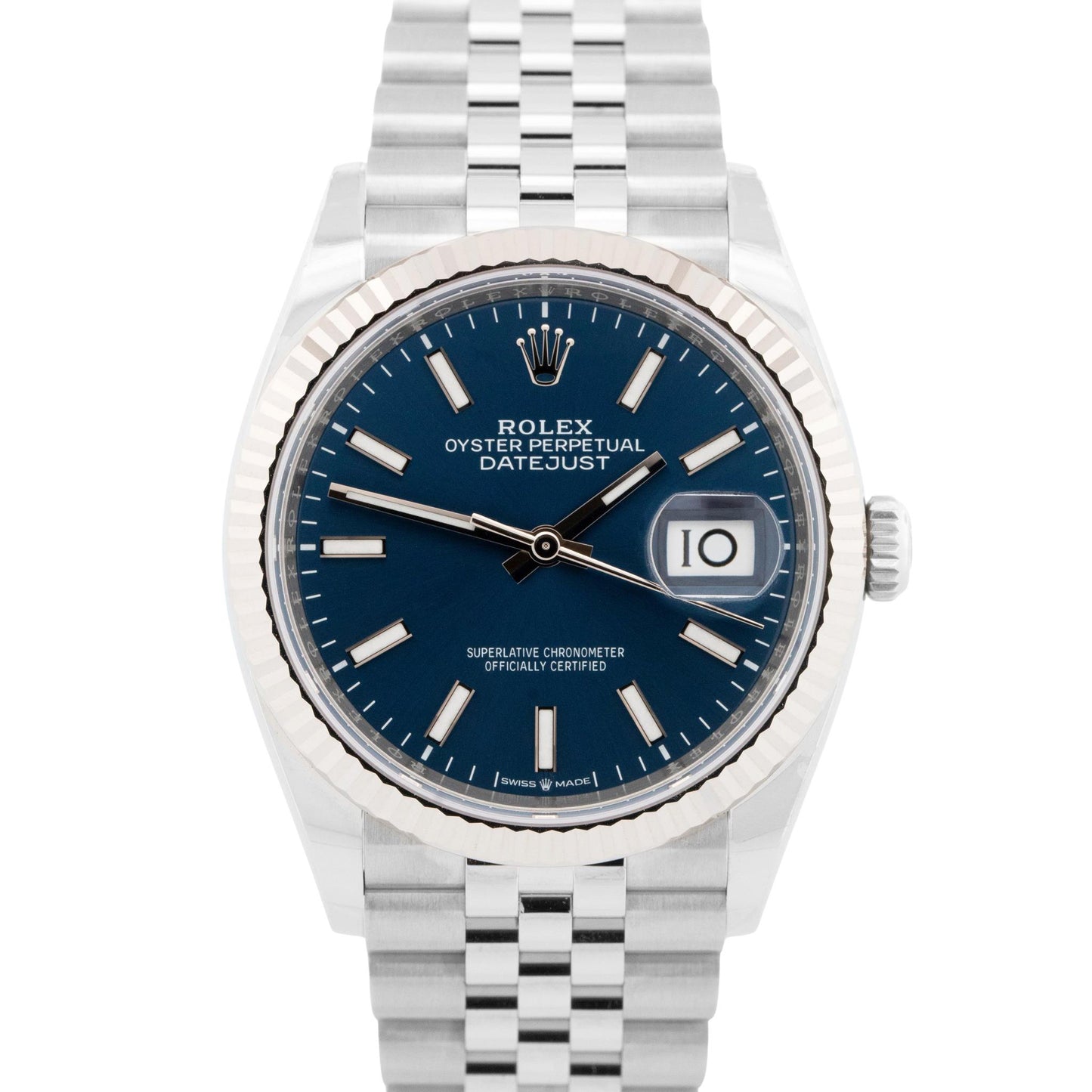 NEW SEPT 2025 Rolex DateJust BLUE 36mm Fluted 18K Gold JUBILEE Steel 126234 BOX