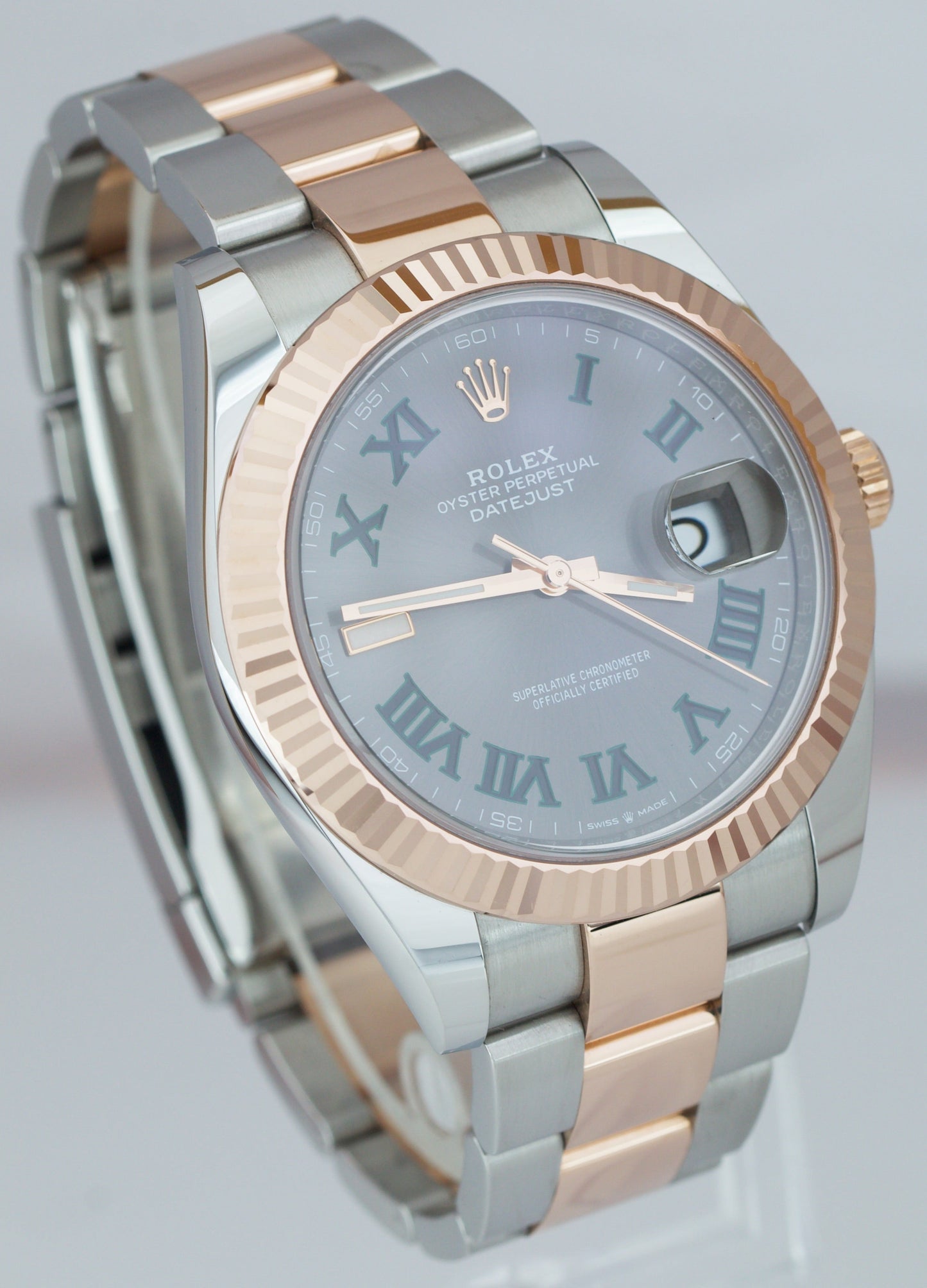 2022 PAPERS Rolex DateJust Wimbledon Rose Gold Two-Tone Oyster 126331 41mm B+P