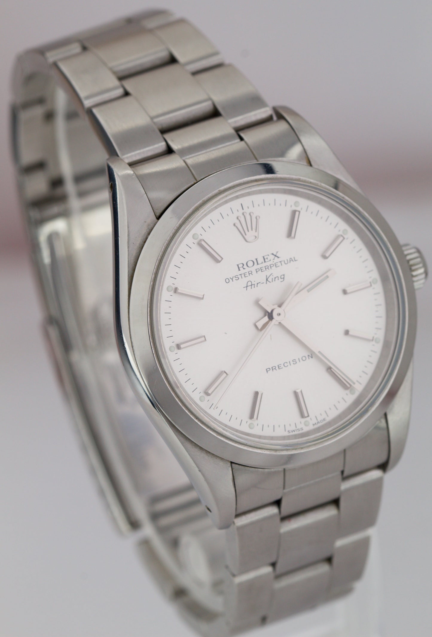 2005 Rolex Oyster Perpetual Air-King 34mm Silver Stainless Oyster Watch 14000M