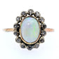 Antique Art Nouveau 0.75ct Precious Opal & Diamond Pin Conversion Ring 14k Yellow Gold