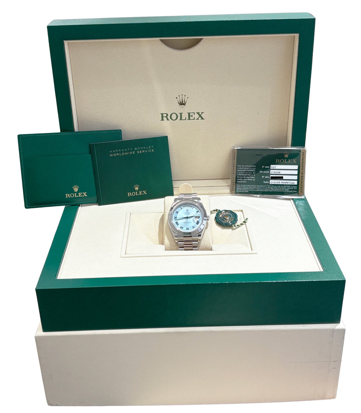 PAPERS UNPOLISHED Rolex Day-Date Presidential 41mm 950 Platinum 218206 BOX