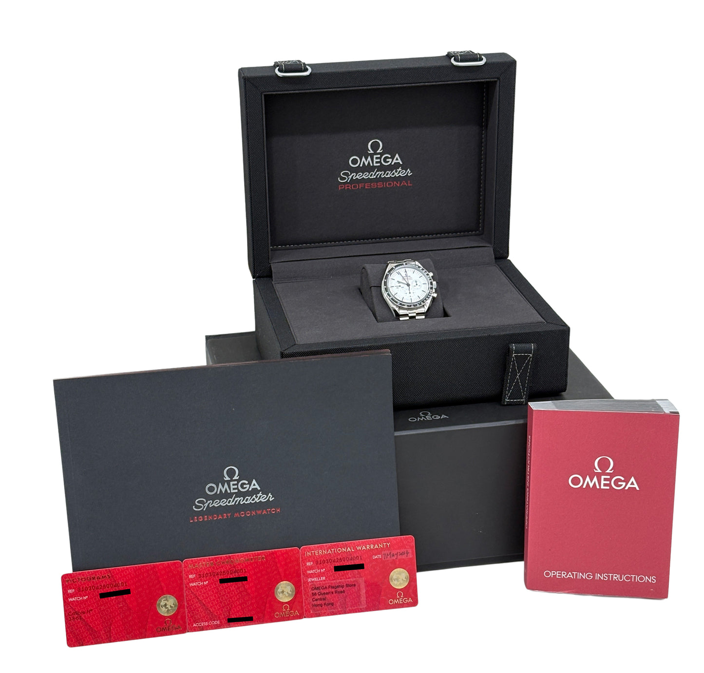 2024 PAPERS Omega Speedmaster Moonwatch WHITE 42mm 310.30.42.50.04.001 BOX