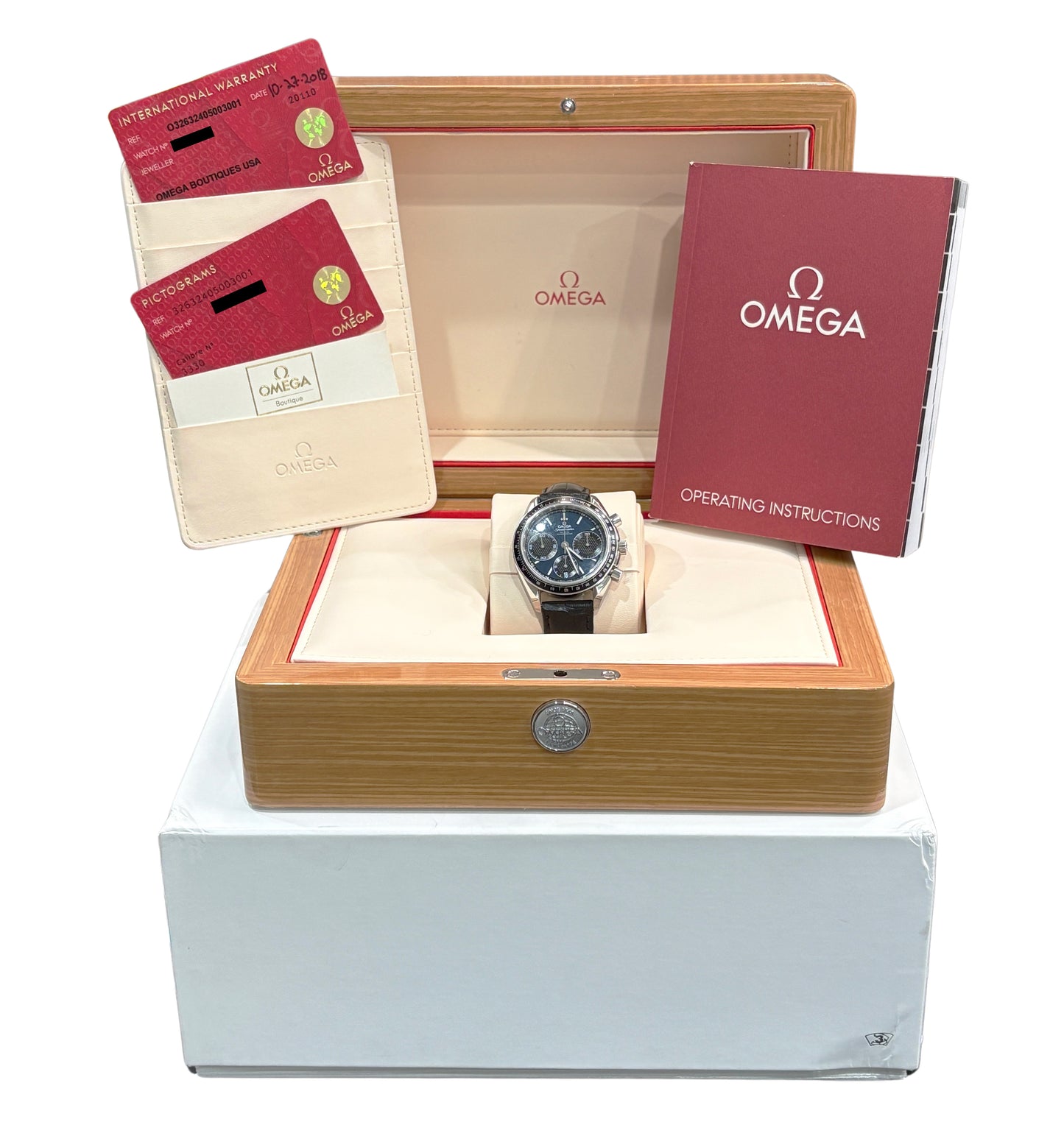PAPERS Omega Speedmaster Racing Steel Leather 40mm 326.32.40.50.03.001 Watch BOX