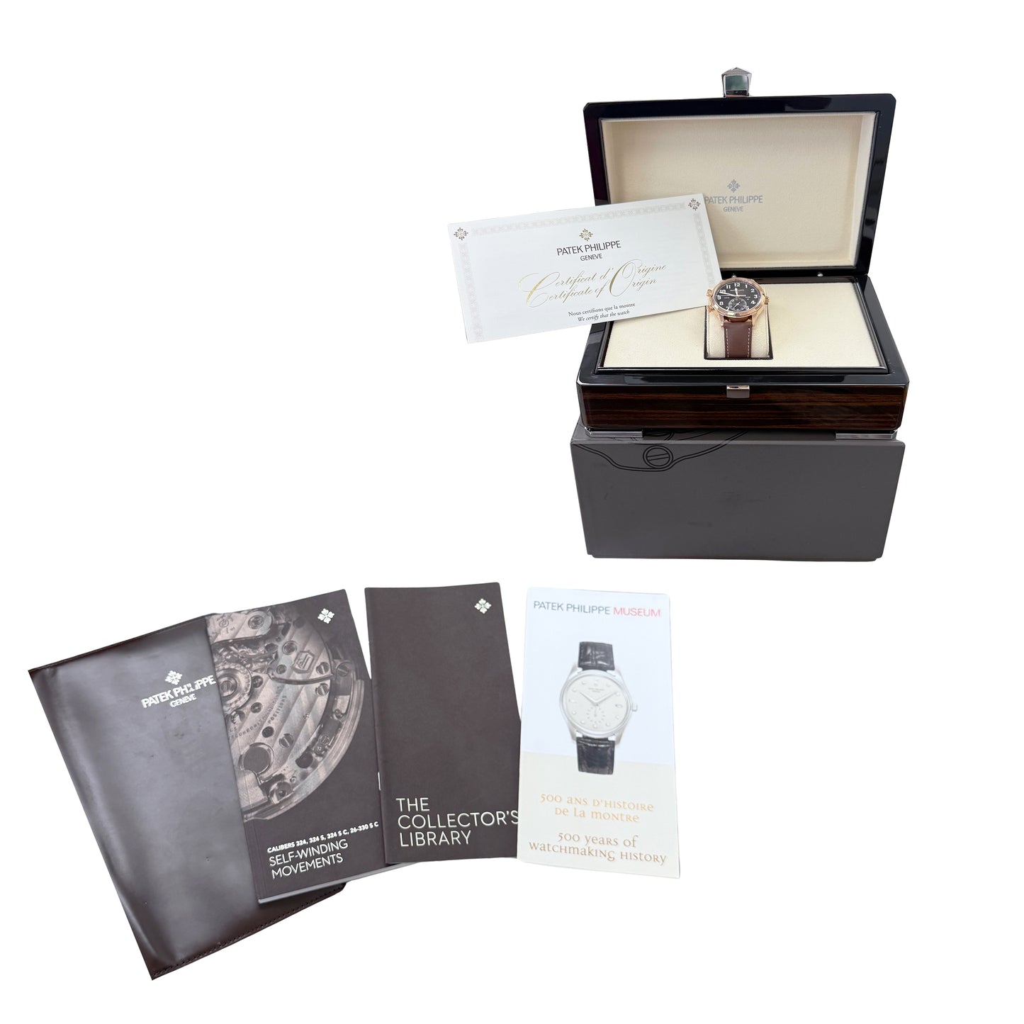 PAPERS Patek Philippe Calatrava Pilot Travel Time 18K GOLD 42mm 5524R Watch BOX