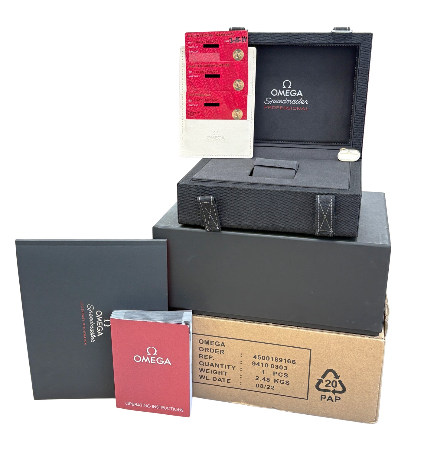 2024 PAPERS Omega Speedmaster SAPPHIRE SANDWICH Watch 310.30.42.50.01.002 BOX