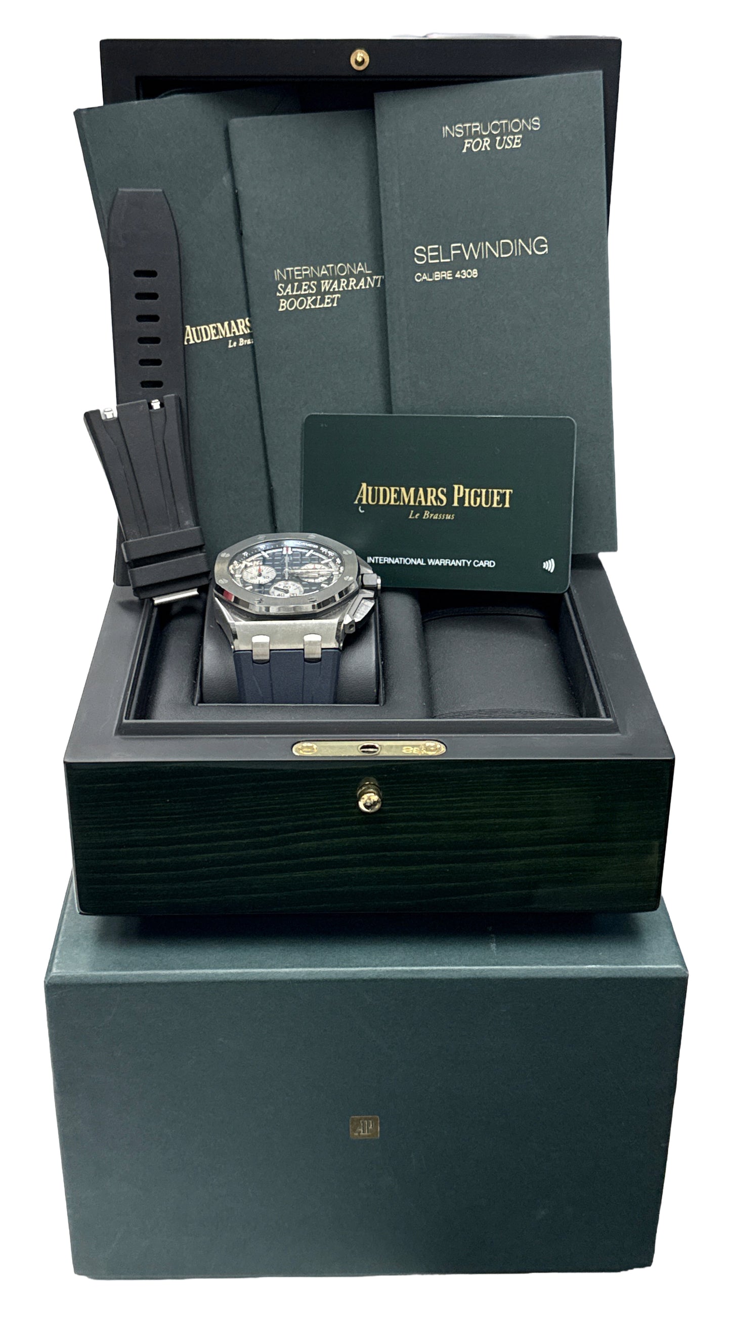 PAPERS Audemars Piguet Royal Oak Offshore BLUE Titanium Rubber 43mm 26420TI BOX