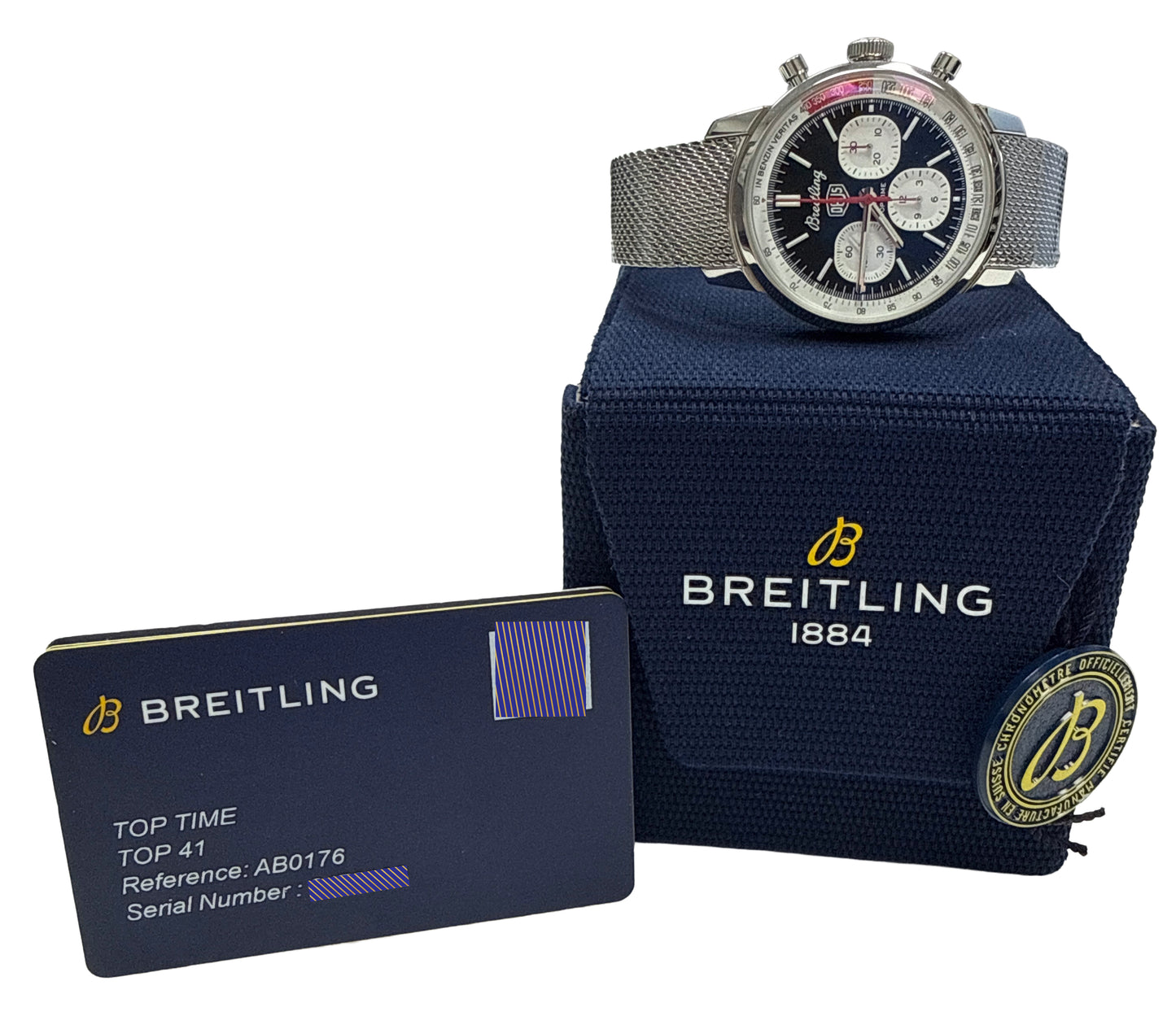 STICKERED 2025 PAPERS Breitling Top Time DEUS Black Chronograph 41mm AB0176 BOX