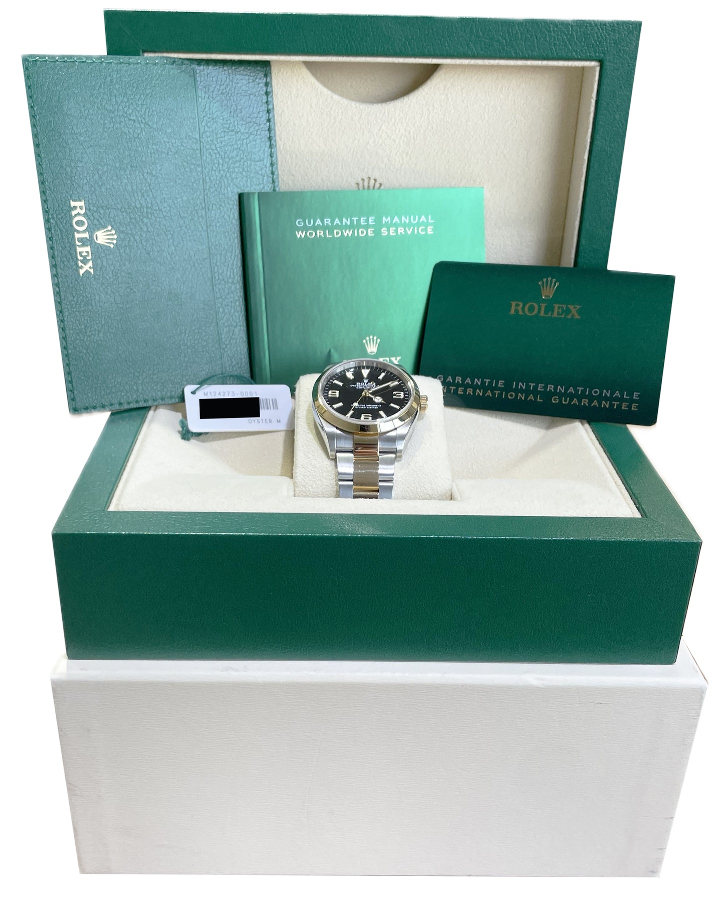 MINT PAPERS Rolex Explorer I Black Two-Tone Gold Steel 36mm 124273 Watch BOX