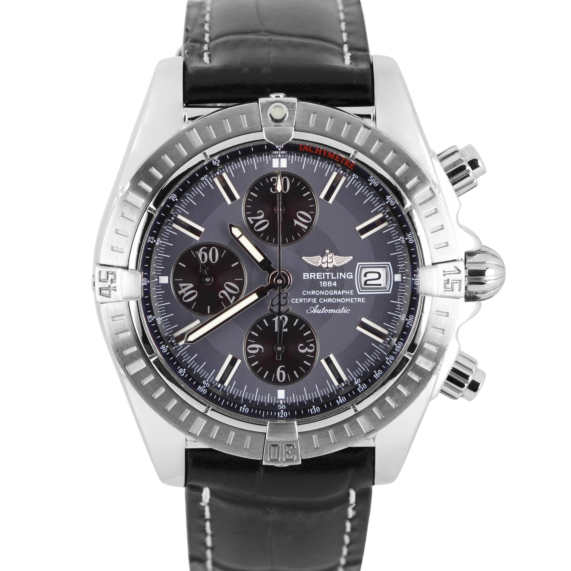 Breitling, Breitling Chronomat, Chronomat, Breitling Chronomat Evolution, Chronomat Evolution, Evolution, Breitling A13356, A13356, Breitling Gray Dial, Breitling Black Leather Strap