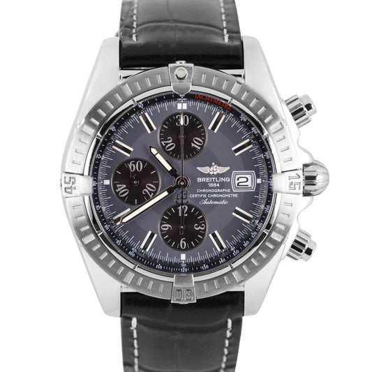 Breitling, Breitling Chronomat, Chronomat, Breitling Chronomat Evolution, Chronomat Evolution, Evolution, Breitling A13356, A13356, Breitling Gray Dial, Breitling Black Leather Strap