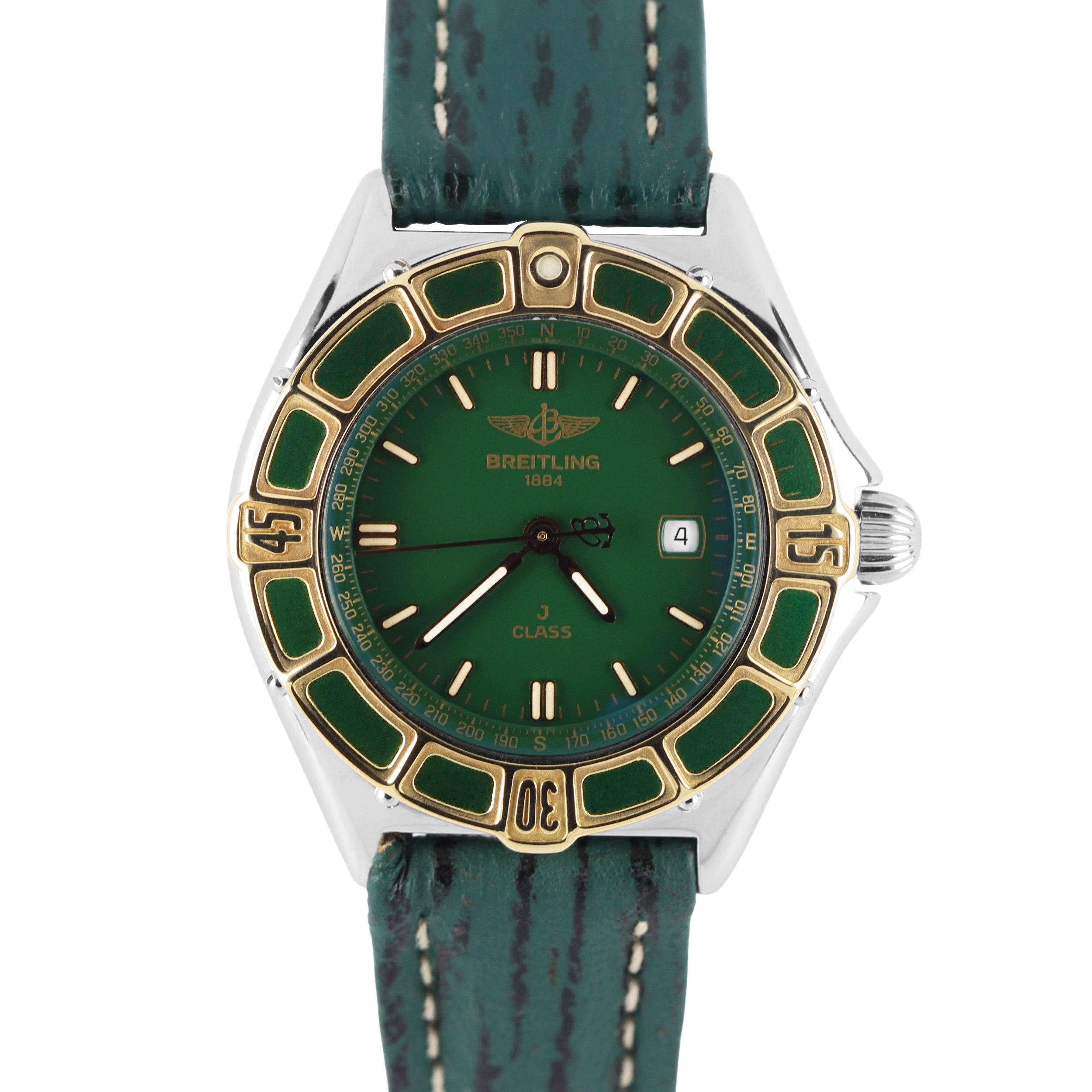 1994 PAPER Breitling J Class Two-Tone 18k Gold Steel Green 31mm