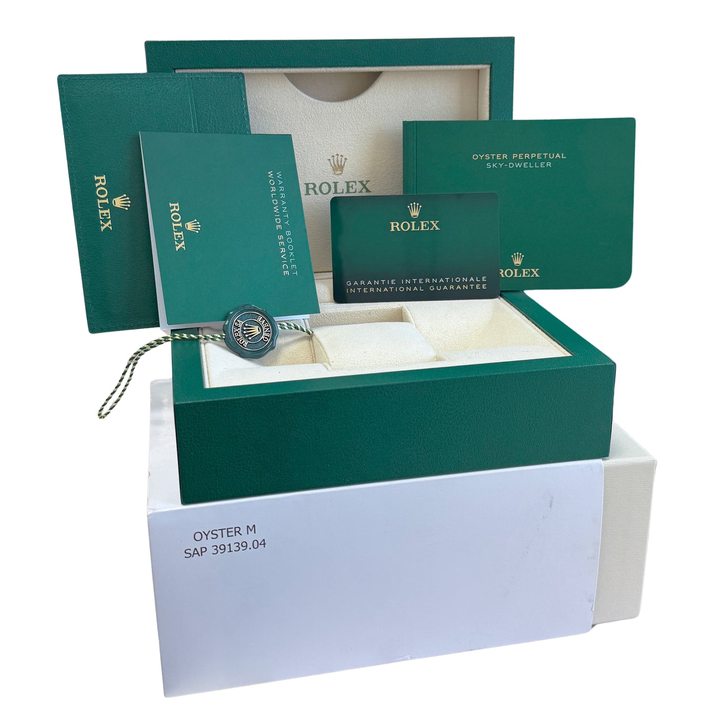 PAPERS Rolex Sky-Dweller GREEN 42mm 18K Gold Stainless Steel Oyster 336934 BOX