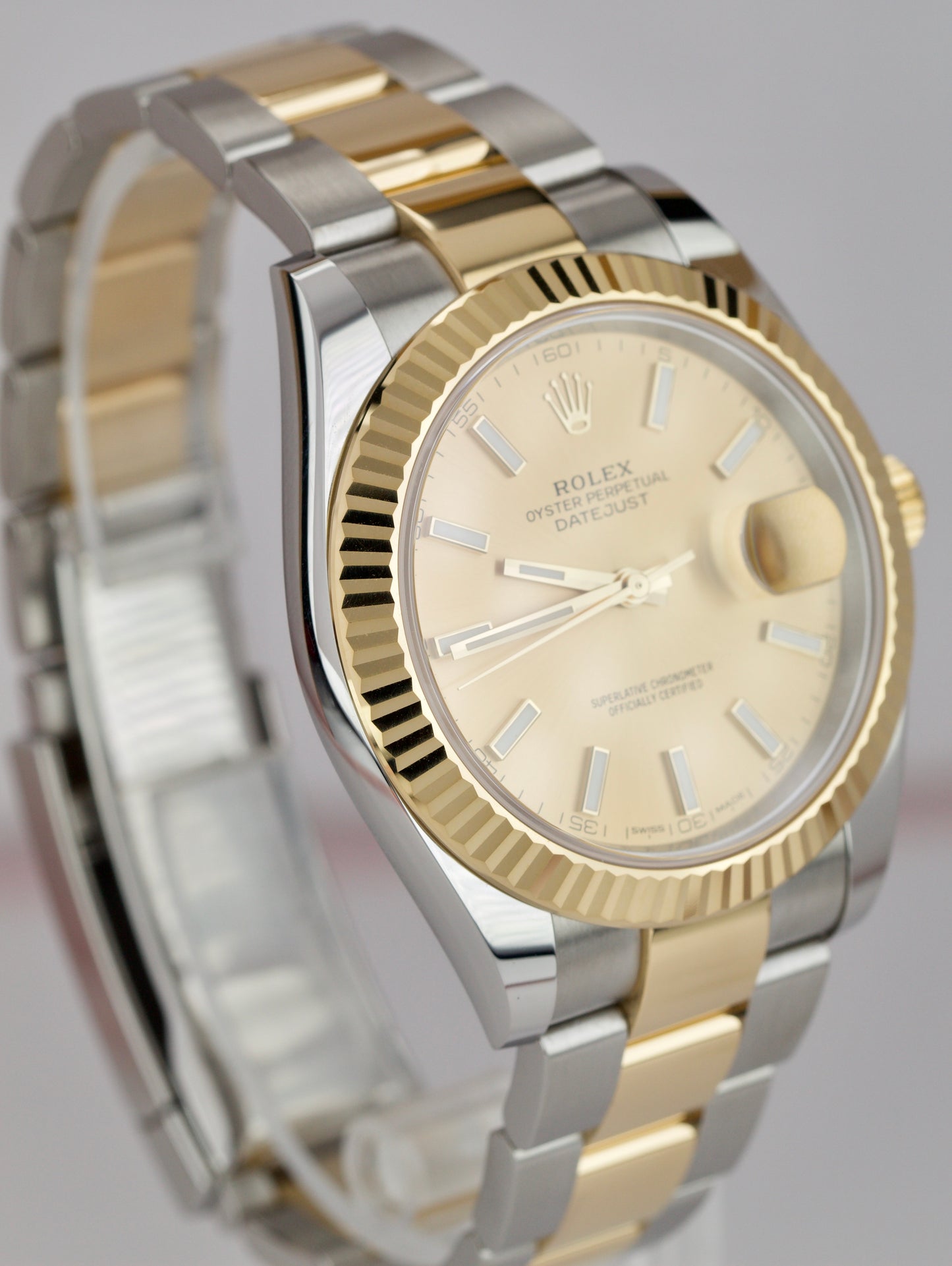 MINT Rolex DateJust 41 Champagne Two-Tone 18K Yellow Gold Stainless 41mm 126333