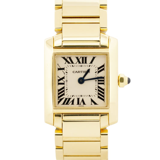 Ladies Cartier Tank Francaise IVORY 18K Gold 25mm Quartz W50002N2 1820 Watch
