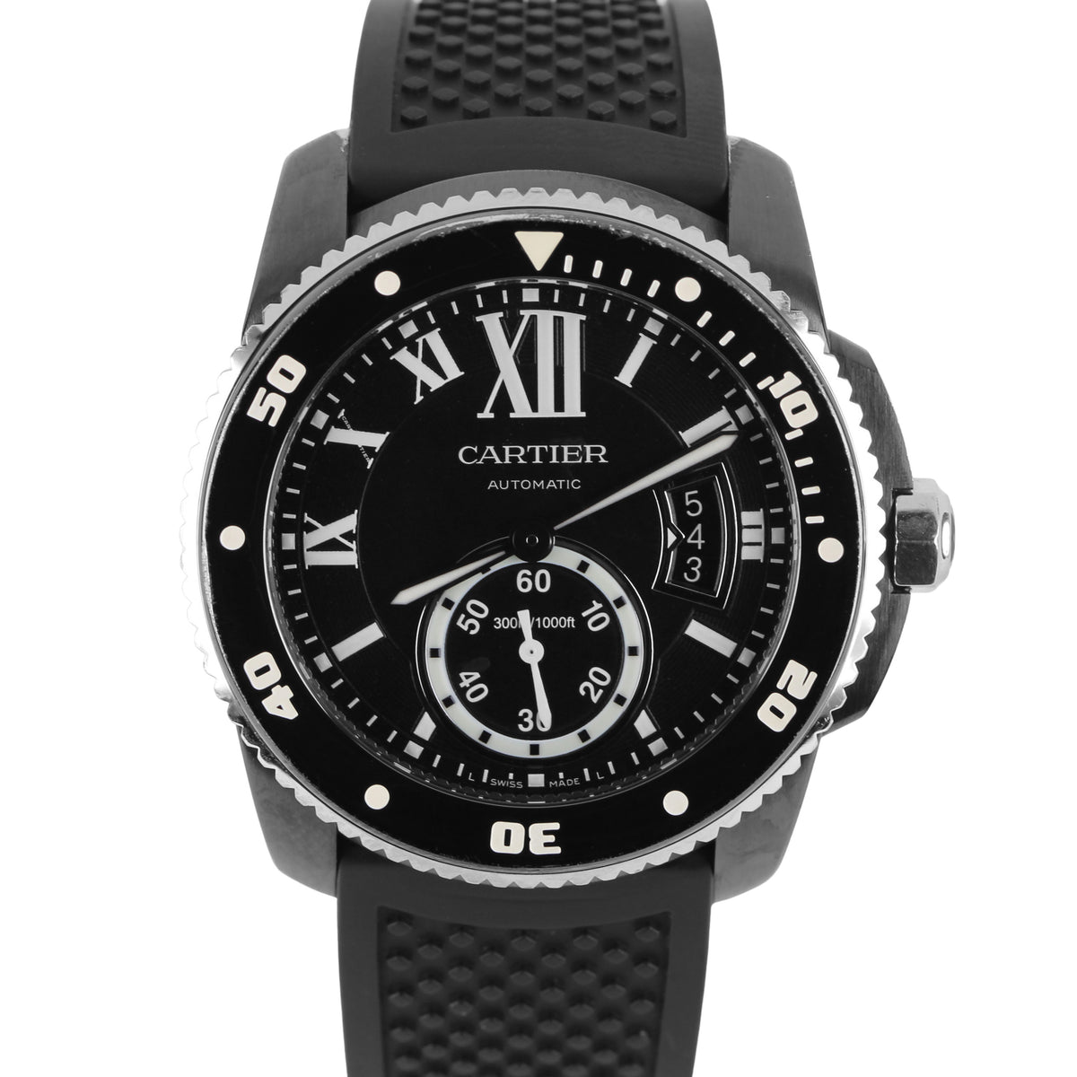 2016 PAPERS Cartier Calibre Diver BLACK Steel Roman 42mm WSCA0006 3729 ...