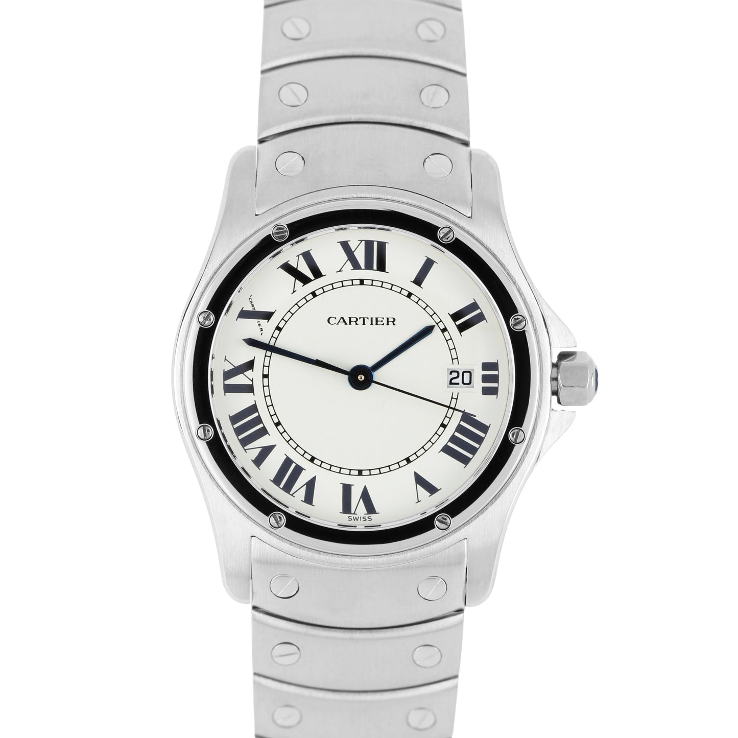 Cartier, Cartier Santos, Santos, Cartier Santos Ronde, Santos Ronde, Cartier Ronde, Ronde, Cartier White Roman, Cartier White Roman Numeral, Cartier Roman Numeral, Cartier 1561, 1561, Cartier 15611, 15611, Cartier 1561 1, 1561 1